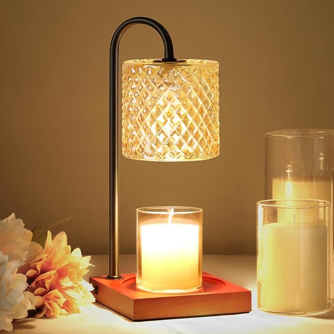 Candle Warmer Lamp, Candle Lamp Wax Warmer, Timer & Dimmer 7-Levels, Fits Cup Jar Candle, Top Melting, Crystal Heater Lamp