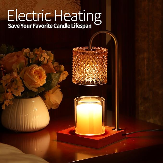 Candle Warmer Lamp, Candle Lamp Wax Warmer, Timer & Dimmer 7-Levels, Fits Cup Jar Candle, Top Melting, Crystal Heater Lamp