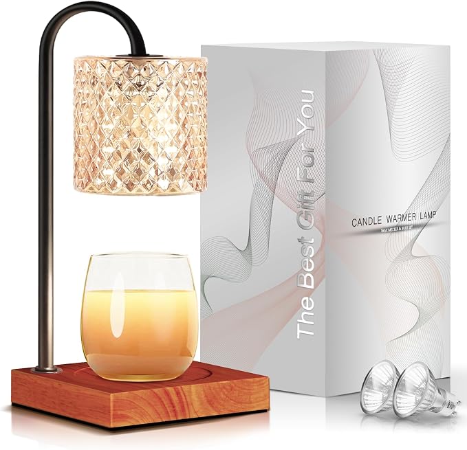 Candle Warmer Lamp, Candle Lamp Wax Warmer, Timer & Dimmer 7-Levels, Fits Cup Jar Candle, Top Melting, Crystal Heater Lamp