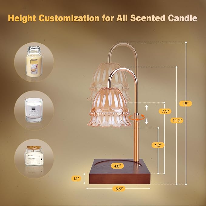 Candle Warmer Lamp, Candle Warmer Lamp Adjustable Height, Candle Warmer Light with Timer & Dimmer, alternate product view 3