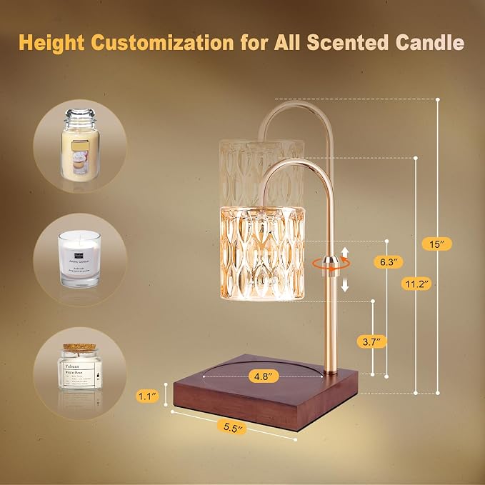 Candle Warmer Lamp, Candle Warmer Light with Timer & Dimmer, Candle Warmer Lamp Adjustable Height, alternate product view 4