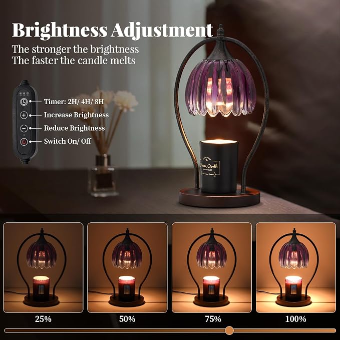 Candle Warmer Lamp, Dimmable Candle Warmer with Timer, Vintage Candles Wax Warmers for Jar Candles Birthday Gifts for Women