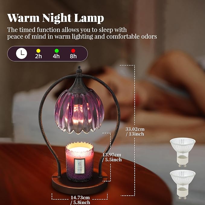 Candle Warmer Lamp, Dimmable Candle Warmer with Timer, Vintage Candles Wax Warmers for Jar Candles Birthday Gifts for Women