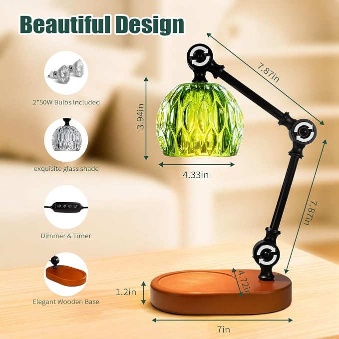 Candle Warmer Lamp, Dimmable Wax Melting Warmer with Adjustable Height, Bedroom Living Room Home Decor, Birthday Relaxation