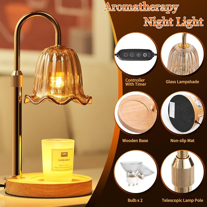 Candle Warmer Lamp, Electric Candle Lamp with Timer, Mothers Day Birthday Gift, Home Gifts, alternate product view 4