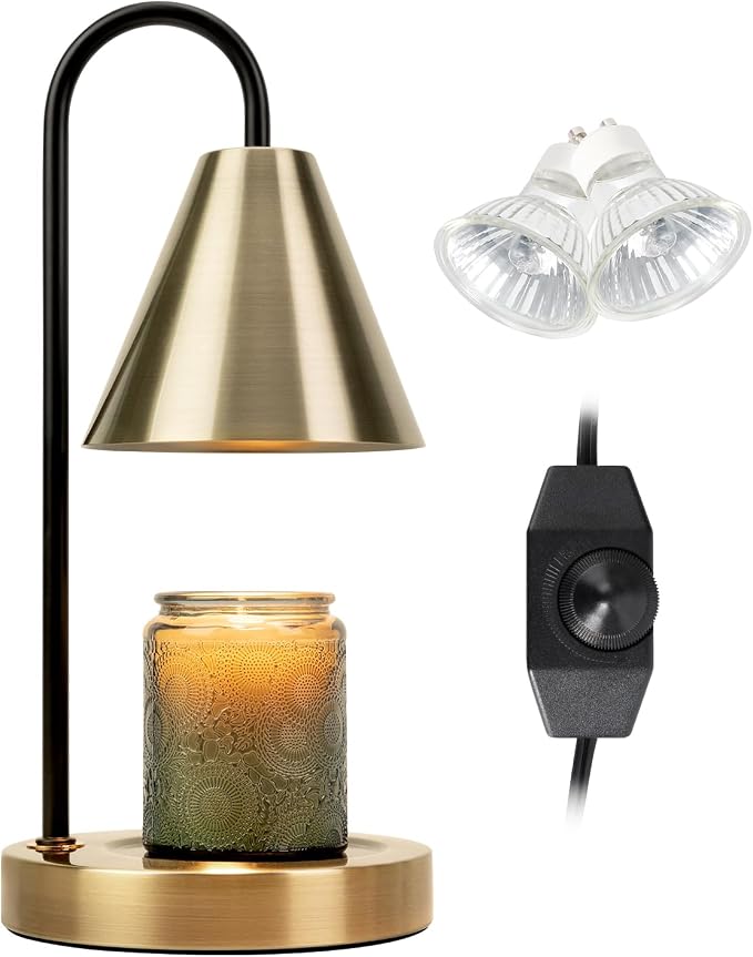 Candle Warmer Lamp,Electric Candle Warmer with Dimmable Light,Scented Wax Melter,No Smoke,Compatible with Various Jar,with 2