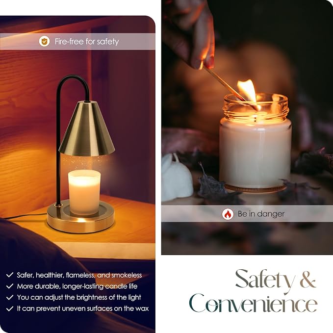 Candle Warmer Lamp,Electric Candle Warmer with Dimmable Light,Scented Wax Melter,No Smoke,Compatible with Various Jar,with 2