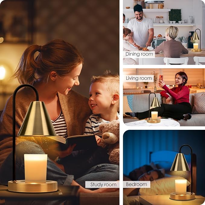 Candle Warmer Lamp,Electric Candle Warmer with Dimmable Light,Scented Wax Melter,No Smoke,Compatible with Various Jar,with 2