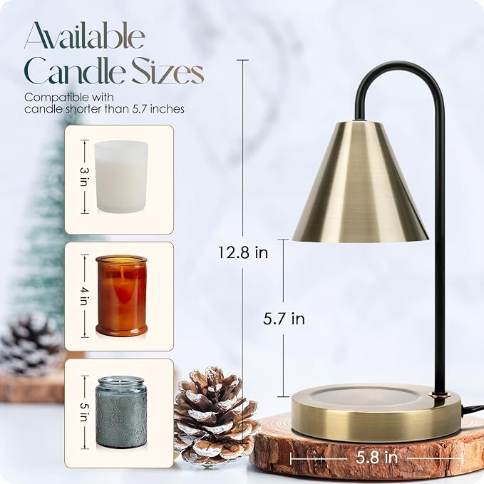 Candle Warmer Lamp,Electric Candle Warmer with Dimmable Light,Scented Wax Melter,No Smoke,Compatible with Various Jar,with 2