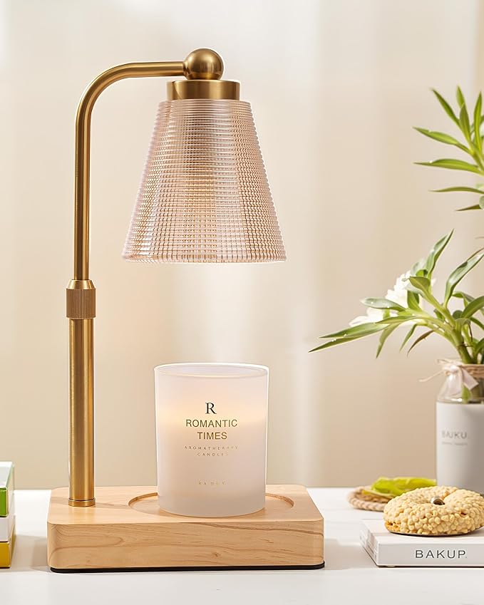 Candle Warmer Lamp - Electric Candle Warmer with Timer, Adjustable Height & Brightness, 2 Replacement Bulbs, 1-Year Warranty