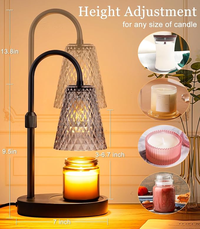 Candle Warmer Lamp Electric Timer - Candles Wax Warmers Glass Lamps for Jar Candles Burner No Flame Scented Melting