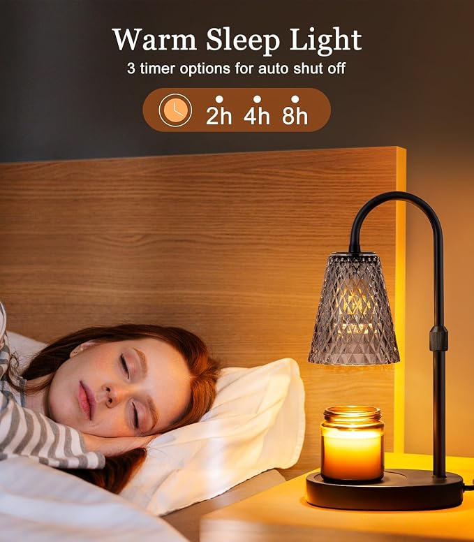 Candle Warmer Lamp Electric Timer - Candles Wax Warmers Glass Lamps for Jar Candles Burner No Flame Scented Melting