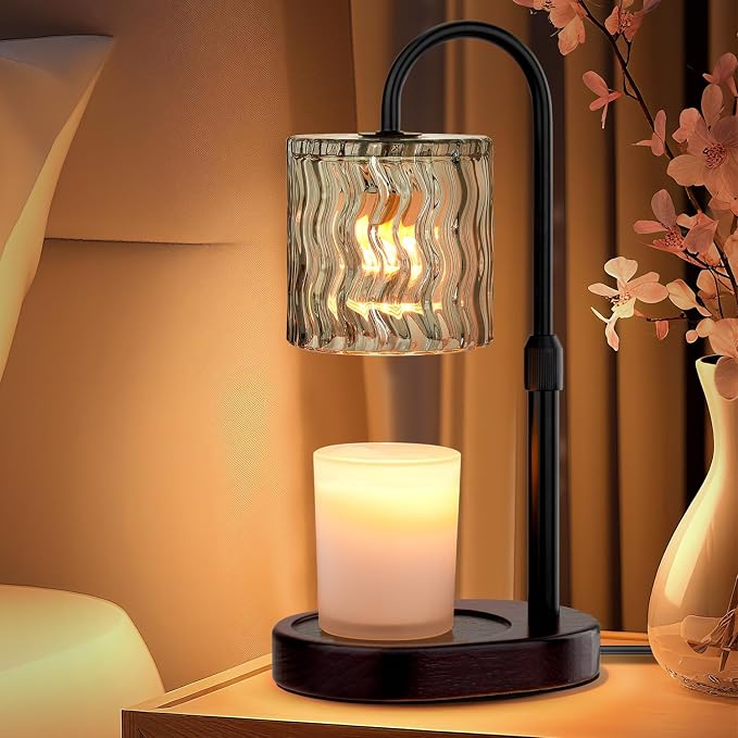 Candle Warmer Lamp Electric Timer: Dimmable Candles Warming Lamps - Height Adjustable Burner Jar - No Flame