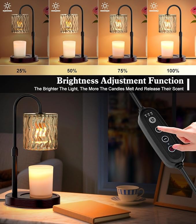 Candle Warmer Lamp Electric Timer: Dimmable Candles Warming Lamps - Height Adjustable Burner Jar - No Flame, alternate view 3