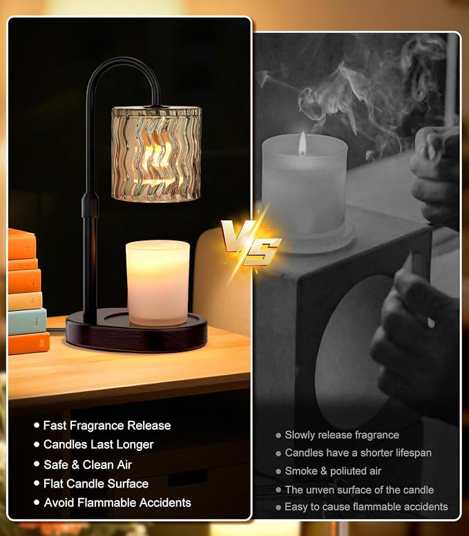 Candle Warmer Lamp Electric Timer: Dimmable Candles Warming Lamps - Height Adjustable Burner Jar - No Flame, alternate view 5