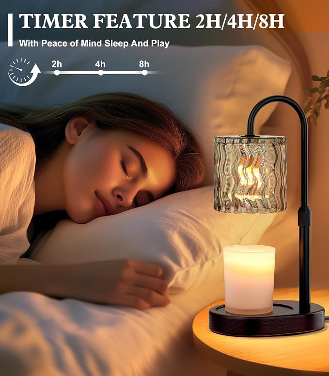 Candle Warmer Lamp Electric Timer: Dimmable Candles Warming Lamps - Height Adjustable Burner Jar - No Flame, alternate view 6