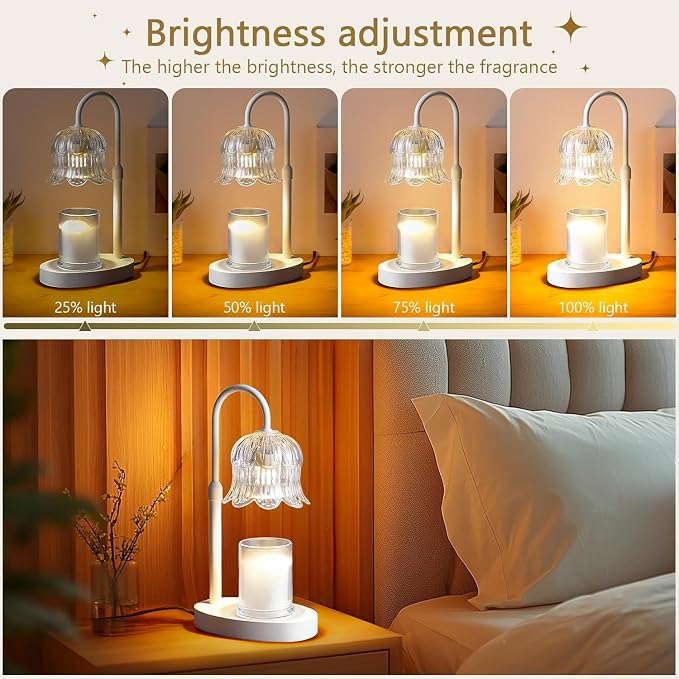 Candle Warmer Lamp Electric Timer - Flower Candle Lamps Height Adjustable Home Bedroom Decor House White, alternate product