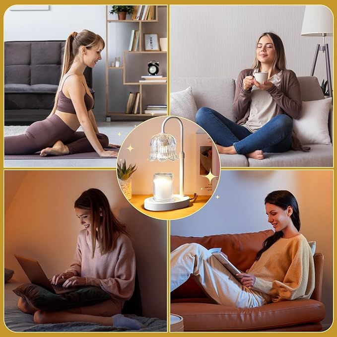 Candle Warmer Lamp Electric Timer - Flower Candle Lamps Height Adjustable Home Bedroom Decor House White, alternate product