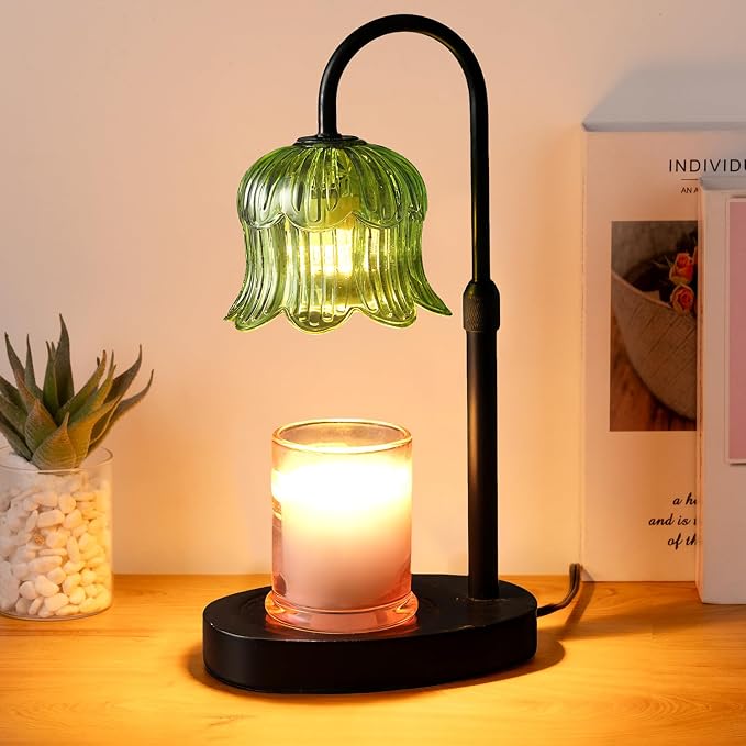 Candle Warmer Lamp Electric Timer - House Gifts New Home Bedroom Decor Candle Lamps Green Candle Lights, product image