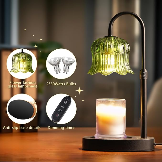 Candle Warmer Lamp Electric Timer - House Gifts New Home Bedroom Decor Candle Lamps Green Candle Lights, alternate product