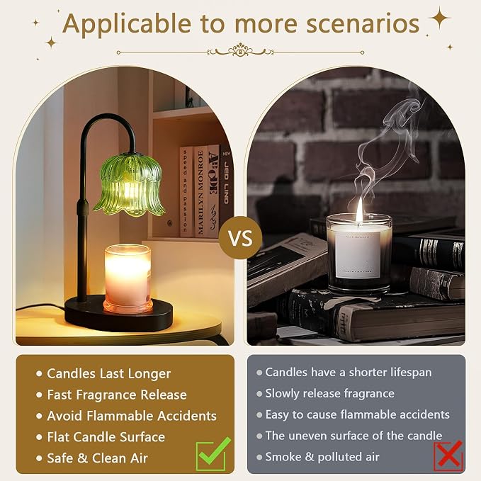 Candle Warmer Lamp Electric Timer - House Gifts New Home Bedroom Decor Candle Lamps Green Candle Lights, alternate product