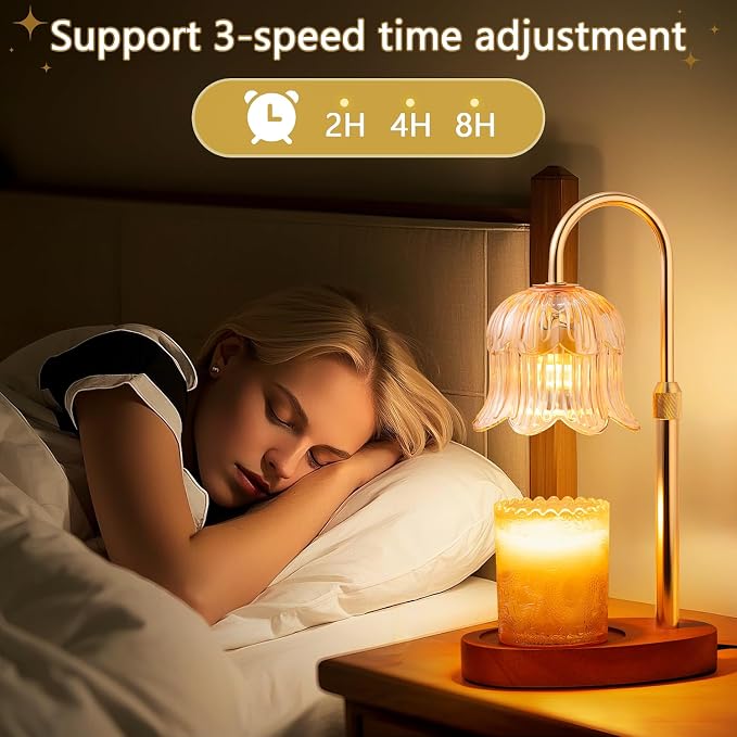 Candle Warmer Lamp Electric Timer - Vintage Heater Candles Warming Height Adjustable Dimmable Warmers Flower Lamps No Flame