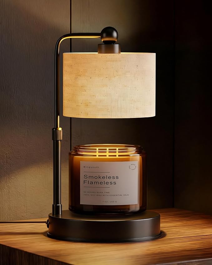 Candle Warmer lamp for 3 Wick Candles, Large Candle Warmer Lamp with Timer, Dimmable, Adjustable Height, Modern Farmhouse