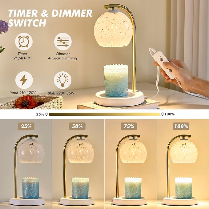 Candle Warmer Lamp Gifts for Women - Dimmable Scented Wax Melt Warmer with Timer - Housewarming Gifts for Home Bedroom Decor