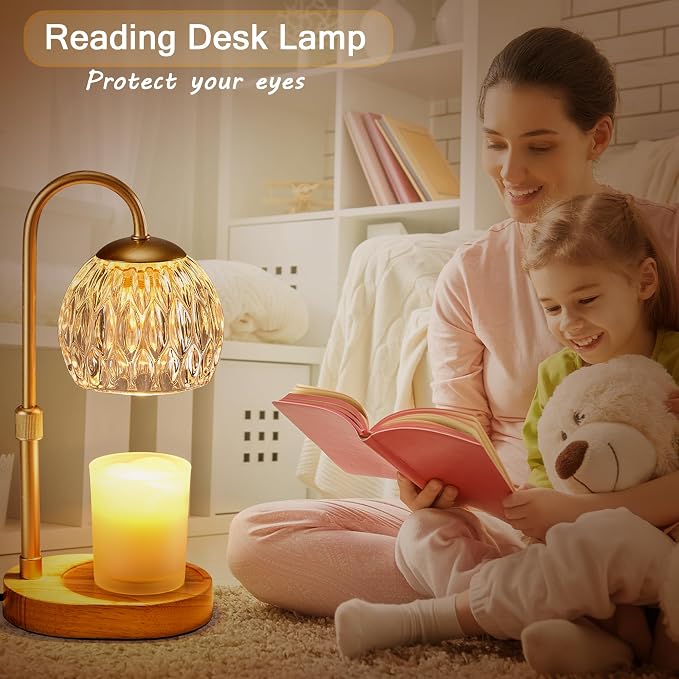 Candle Warmer Lamp, Glass Electric Wax Melter Warmer Lamp with Timer & Dimmer, Vintage Wax Warmer Adjustable Height Scented