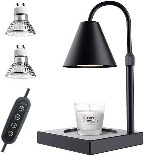 Candle Warmer Lamp, Stepless Dimming Candle Warmer Lamp with Timer & Dimmer Height Adjustable Compatible with Jars Scented