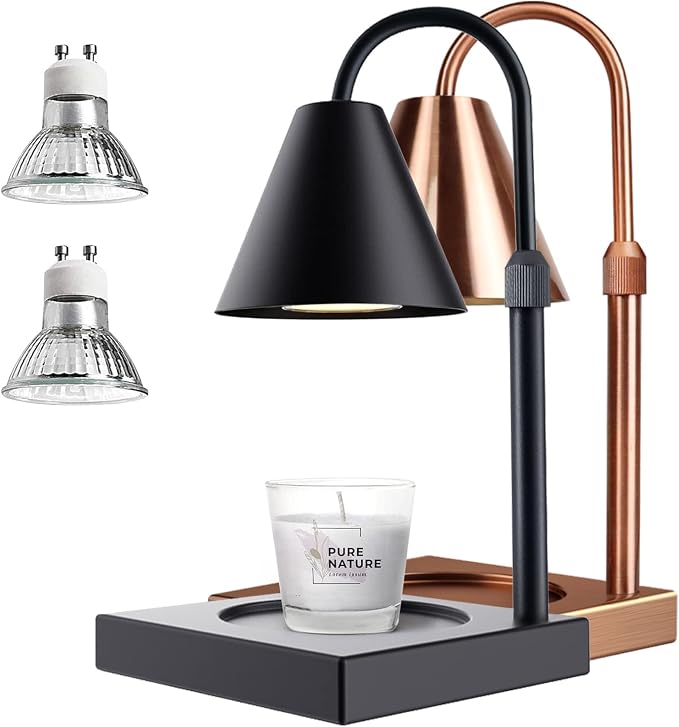 Candle Warmer Lamp, Stepless Dimming Candle Warmer Lamp with Timer & Dimmer Height Adjustable Compatible with Jars Scented