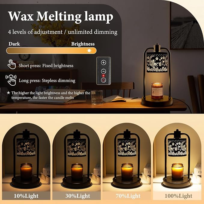 Candle Warmer Lamp Wax Light, Wax Melt Warming Lamps for Jar Candles with Timer Dimmable for Birthday, Room, New House