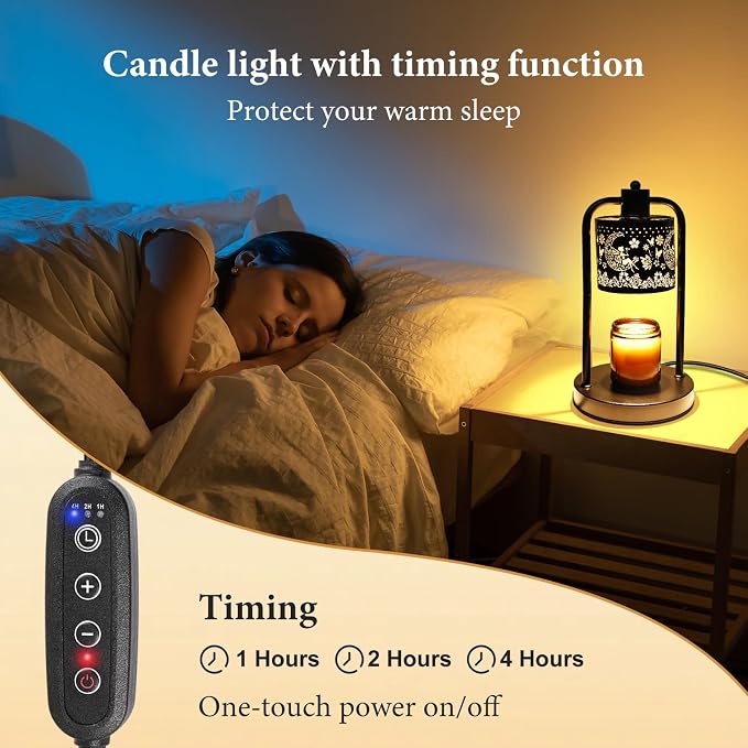 Candle Warmer Lamp Wax Light, Wax Melt Warming Lamps for Jar Candles with Timer Dimmable for Birthday, Room, New House
