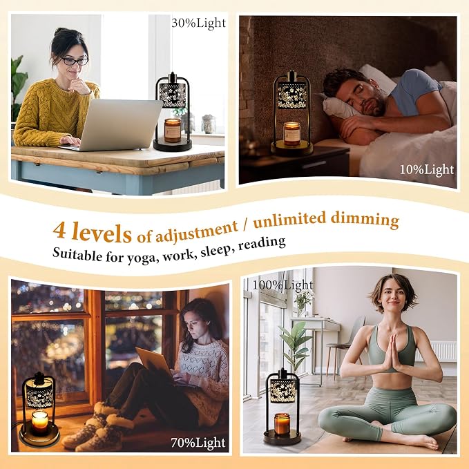 Candle Warmer Lamp Wax Light, Wax Melt Warming Lamps for Jar Candles with Timer Dimmable for Birthday, Room, New House