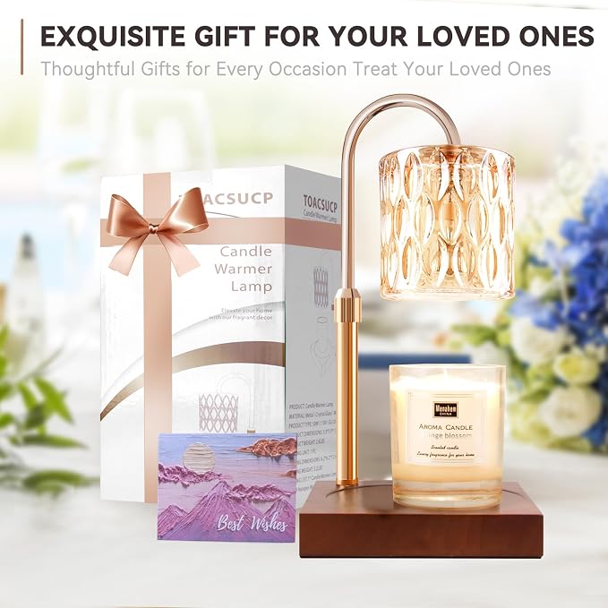 Candle Warmer Lamp with 3 Bulbs, Adjustable Height Dimmable Candle Warmer with Timer, Compatible with Large Jar, alternate