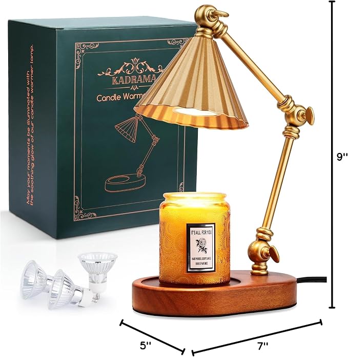 Candle Warmer Lamp with 3 Bulbs, Height Adjustable Candle Lamp Warmer with Timer - Electric Wax Melt Warmer for Scented Wax