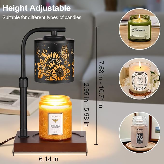 Candle Warmer Lamp with Adjustable Height Dimmable for New Home Decor Electric Candle Warmer for Jar Candles, alternate view