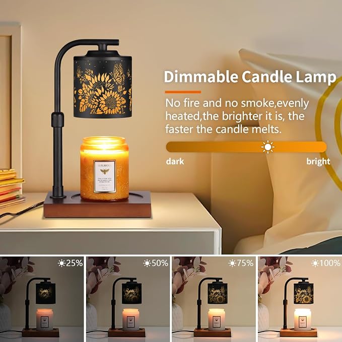Candle Warmer Lamp with Adjustable Height Dimmable for New Home Decor Electric Candle Warmer for Jar Candles, alternate view