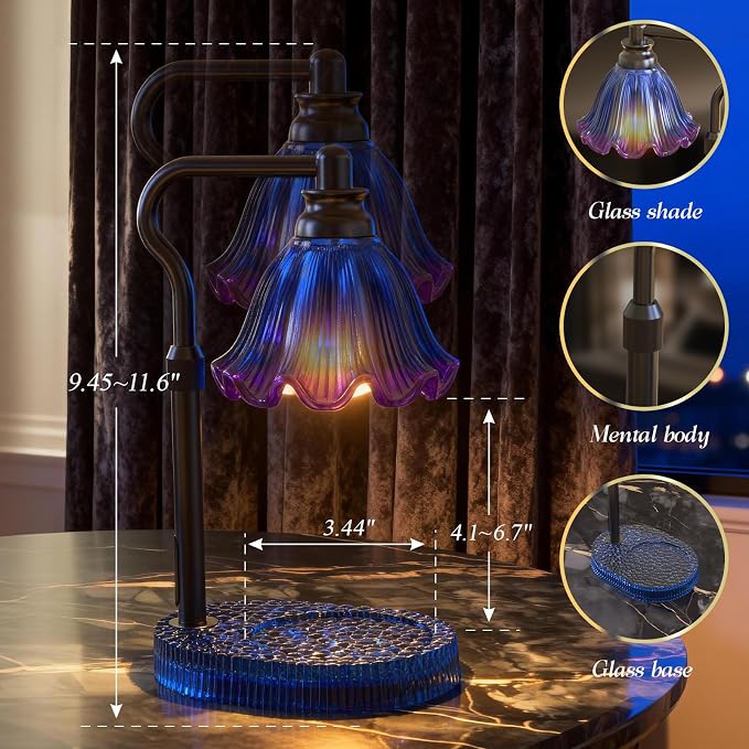 Candle Warmer Lamp with Adjustable Height - Flameless 4-Level Dimmable Wax Warmer, Timer Function & Stylish Design in