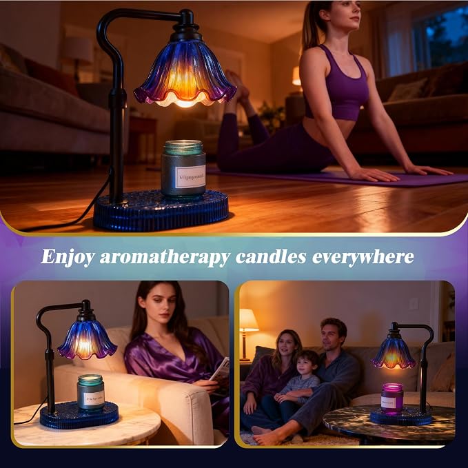 Candle Warmer Lamp with Adjustable Height - Flameless 4-Level Dimmable Wax Warmer, Timer Function & Stylish Design in