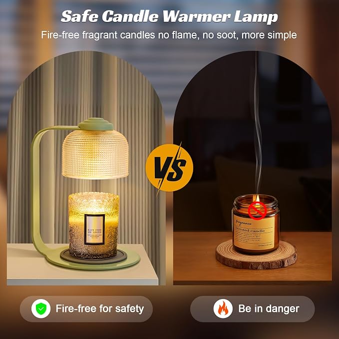 Candle Warmer Lamp with Clear Glass Globe and Timer & Dimmable Light, alternate product view 2