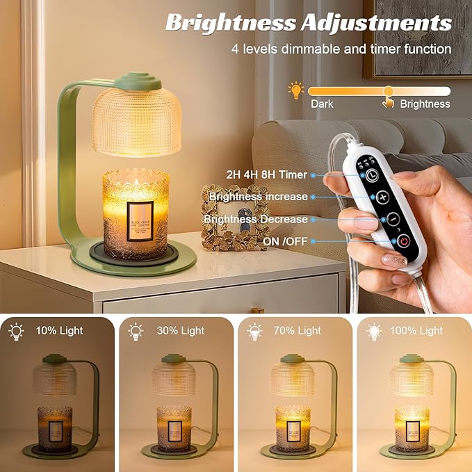 Candle Warmer Lamp with Clear Glass Globe and Timer & Dimmable Light, alternate product view 3
