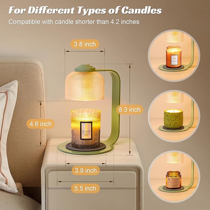 Candle Warmer Lamp with Clear Glass Globe and Timer & Dimmable Light, alternate product view 4
