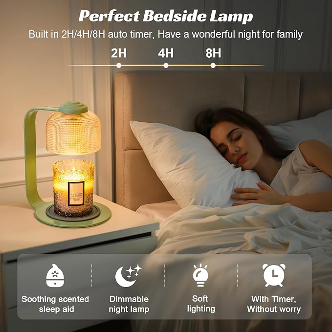 Candle Warmer Lamp with Clear Glass Globe and Timer & Dimmable Light, alternate product view 5