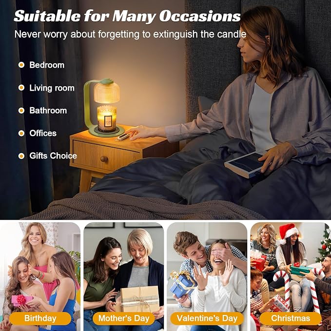 Candle Warmer Lamp with Clear Glass Globe and Timer & Dimmable Light, alternate product view 7