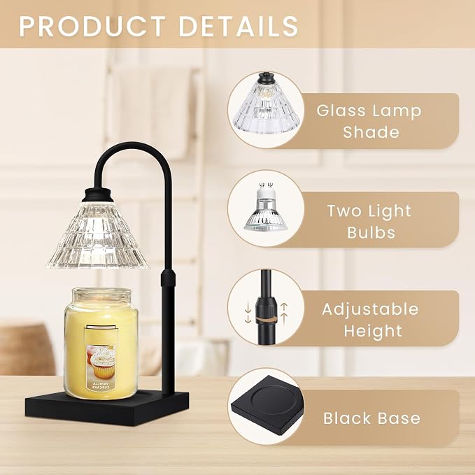 Candle Warmer Lamp with Dimmer, 2H/4H/8H Timer, Compatible with Large Jar Candle, Home Decor Gift, alternate