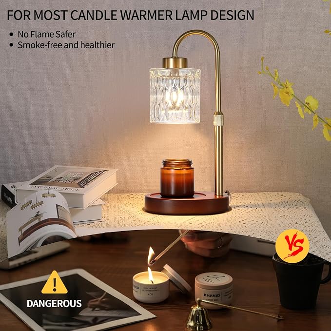 Candle Warmer Lamp with Dimmer and Timer,Home Decor Lamp for Scented Jar,Antique Brass Electric Wax Melt Warmer,Mother's