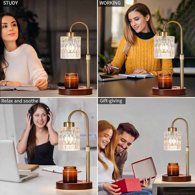 Candle Warmer Lamp with Dimmer and Timer,Home Decor Lamp for Scented Jar,Antique Brass Electric Wax Melt Warmer,Mother's