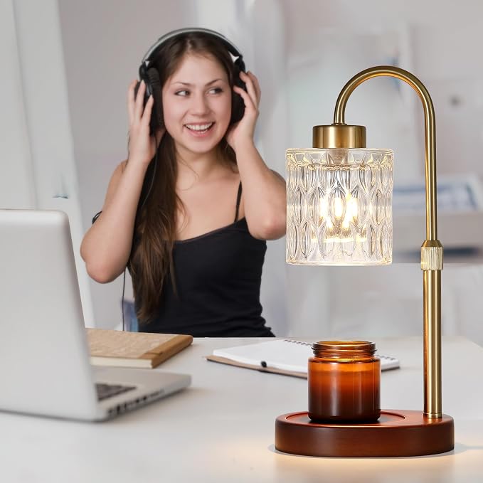 Candle Warmer Lamp with Dimmer and Timer,Home Decor Lamp for Scented Jar,Antique Brass Electric Wax Melt Warmer,Mother's