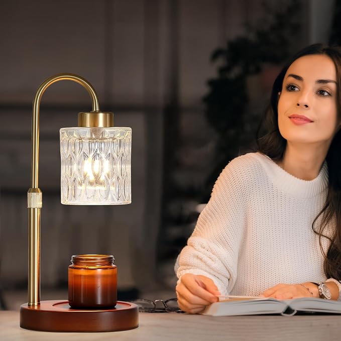 Candle Warmer Lamp with Dimmer and Timer,Home Decor Lamp for Scented Jar,Antique Brass Electric Wax Melt Warmer,Mother's